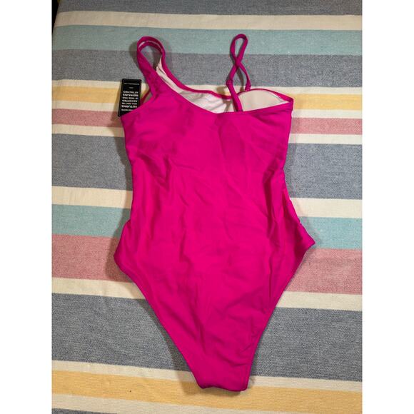 NWT Hot Pink Mesh Panel One Piece Swimsuit – Size Small - Picture 2 of 7